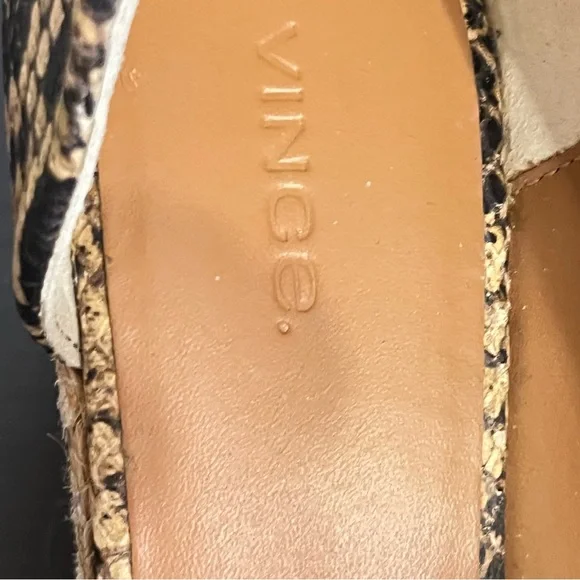 Vince. New Without Box Snake Print Python Skin Espadrilles Wedge Woven Heel 7M